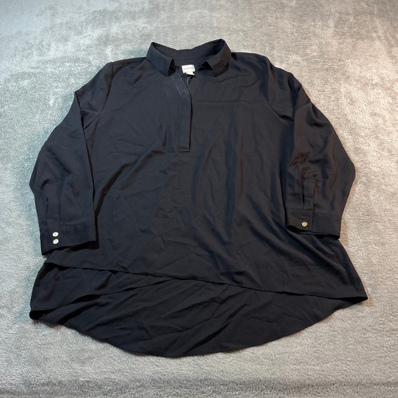 Chico's Tops - Chico's Criss Cross Hem Tunic 3/4 Sleeve Fashion Top Black 3 Women's Minimalist‎